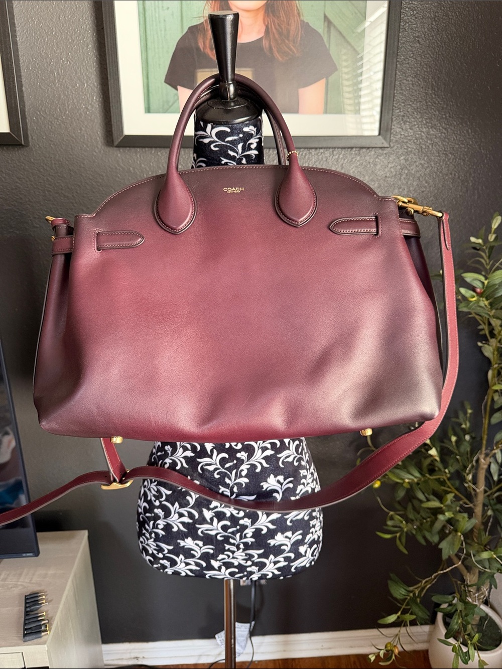 Coach Empire Merlot Leather Satchel with Gold-Tone Hardware